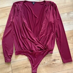Express Deep Red Wrap Bodysuit